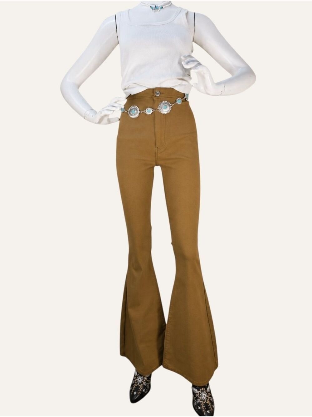 JC & JQ Western Bell Bottom Flare Pants XL Camel Rodeo Cowgirl NWT